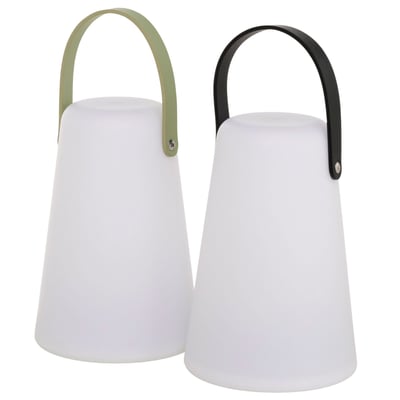 Set de 2 lanternes extérieures LED blanc, noir et vert 13.5x13.5x20.5cm WADIGA