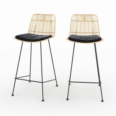 Lot de 2 chaises pour îlot central 66 cm en rotin - GOA RENDEZ-VOUS DÉCO