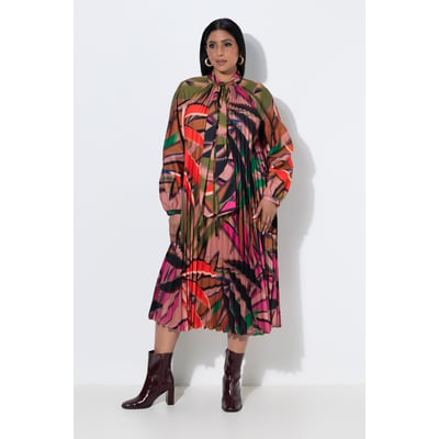Robe midi plissée, motif feuilles ULLA POPKEN