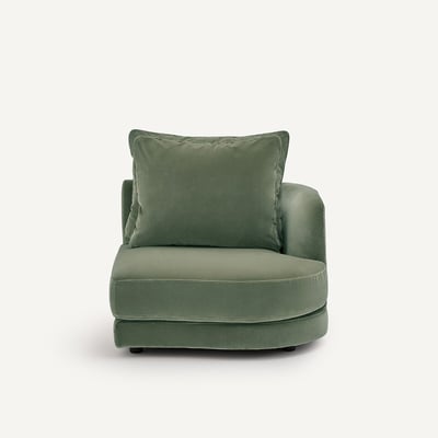 Demi-canapé droit, arrondi, modulable en velours, TIBERIO AM.PM