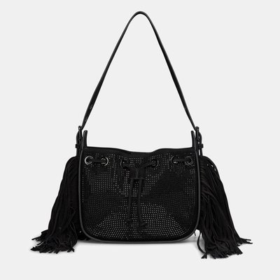 Sac à épaule en cuir avec strass et franges ALMA EN PENA