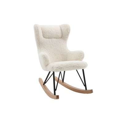 Rocking chair enfant en tissu effet peau de mouton blanc, métal noir et bois clair SHAUN MILIBOO