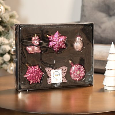 Boite de 20 décors de Noël papillon rose poudré PIER IMPORT