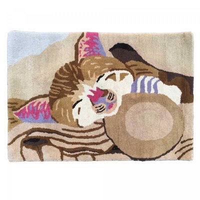 Tapis enfant fait main en laine motif animaux CHAT UN AMOUR DE TAPIS