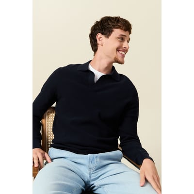 Pull droit col polo manches longues BONOBO
