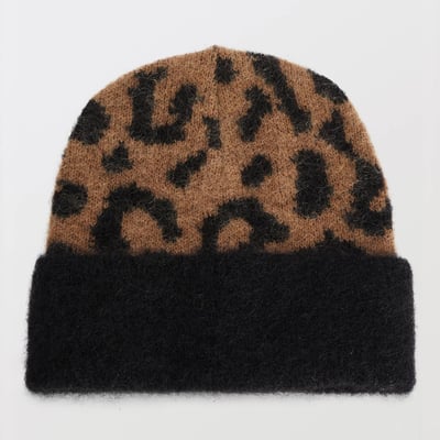 Bonnet imprimé animalier contenant du mohair MONOPRIX