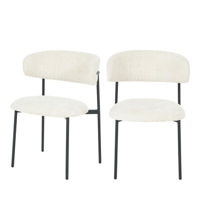 Lot de 2 chaises en tissu bouclette et métal - Ester DRAWER