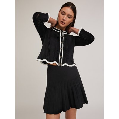 Cardigan en maille de viscose mélangée au point andalou avec bords de couleur contrastante MOTIVI