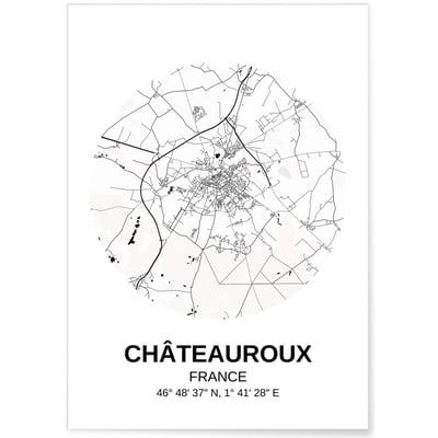 Affiche Carte Châteauroux L'AFFICHERIE