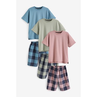 Pyjamas shorts tissés à carreaux, lot de 3 NEXT