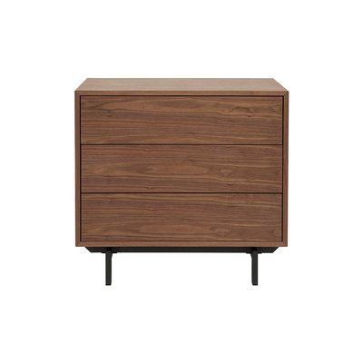 Commode vintage en bois foncé noyer et métal noir 3 tiroirs L81 cm MANNY MILIBOO