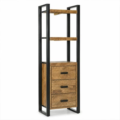 Colonne rangement bois métal 3 tiroirs 2 plateaux KARGO PIER IMPORT