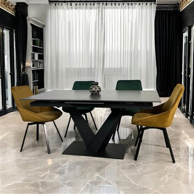 Table en céramique noire extensible 160-205 cm OTTAWA PIER IMPORT