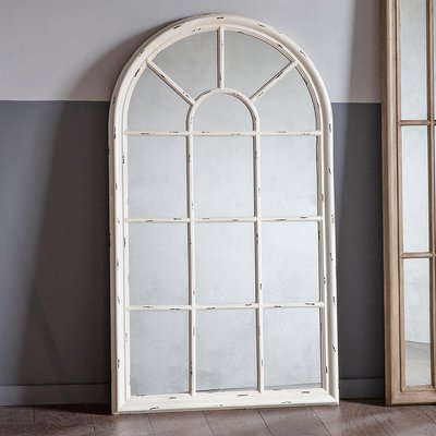 140x80cm White Wood Arched Mirror SO'HOME