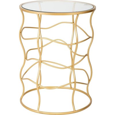 Table dappoint dorée en métal et verre  élégant RECOLLECTION