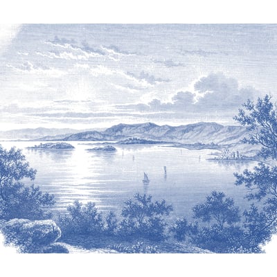 Papier peint panoramique Trasinemo - Lac, voiliers et village LE PAPIERS DE NINON