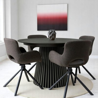 Table ronde extensible en chêne noir avec piètement baguette (3 rallonges incluses) ø120 cm /160 cm / 200 cm / 240 cm AMSTERDAM PIER IMPORT