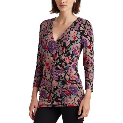 Pull col v en fine maille imprimée LAUREN RALPH LAUREN