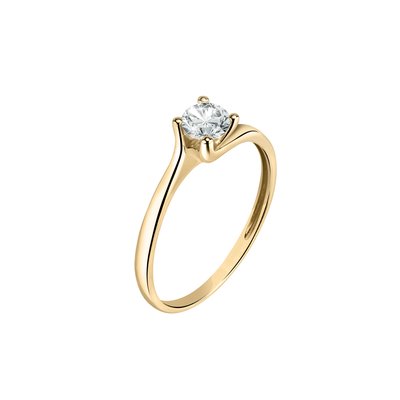 Bague en or jaune 375, zircon B-CLASSIC BLUESPIRIT