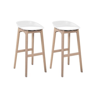 Lot de tabourets de bar en chêne et assise plastique 75cm RIVA|Lot de 2 | Lot de 2 MOB IN