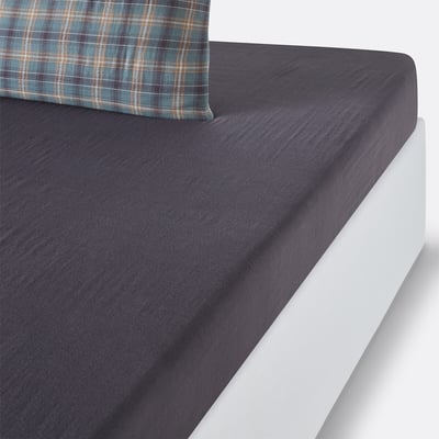 Drap housse uni, en gaze de coton, bonnet 30 cm, CHECK LA REDOUTE INTERIEURS