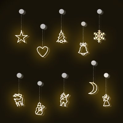 Décoration lumineuse LED de Noël pour fenêtre - 18 pièces avec ventouses - blanc chaud HOMCOM