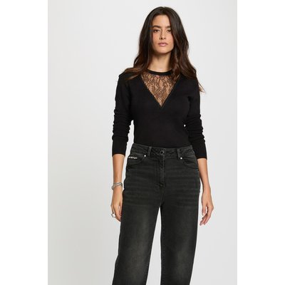 Pull col rond dentelle MORGAN