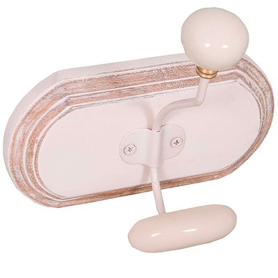 Patère double en bois et métal blanc 19x11x18cm WADIGA
