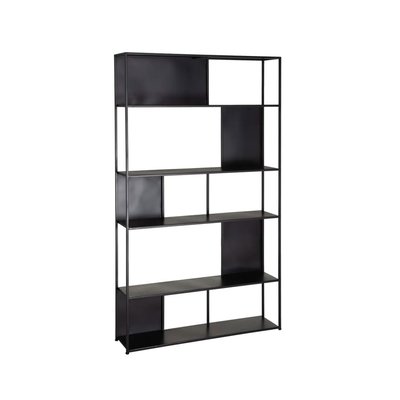 Étagère Bibliothèque en Métal Noir Géométrique - L100cm WADIGA