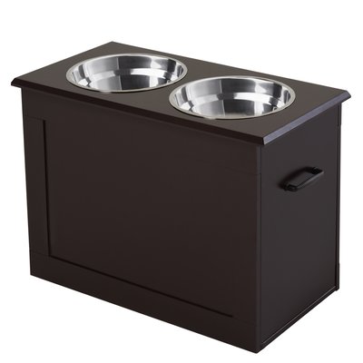 Gamelle double chien chat porte-gamelles surélevé 2 gamelles avec coffre PAWHUT