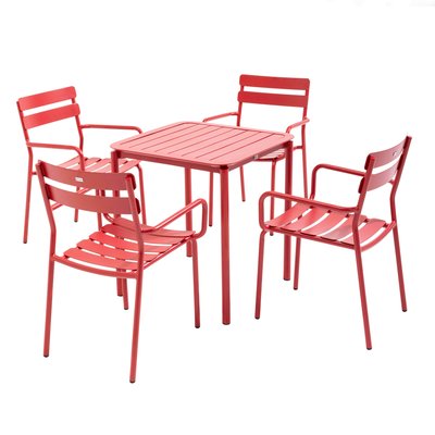 Table de terrasse 70 cm et 4 fauteuils en aluminium, ALMADA OVIALA
