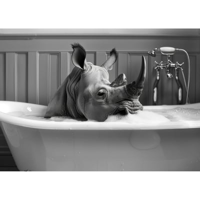 Tableau Sur Toile Rhinocéros Au Bain ANIMAUX HUMANISÉS CEANOTHE