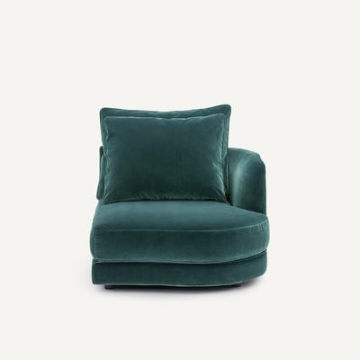 Demi-canapé droit, arrondi, modulable en velours, TIBERIO AM.PM