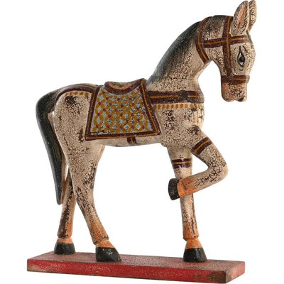 Statue cheval déco style indien  vieilli bois et métal RECOLLECTION