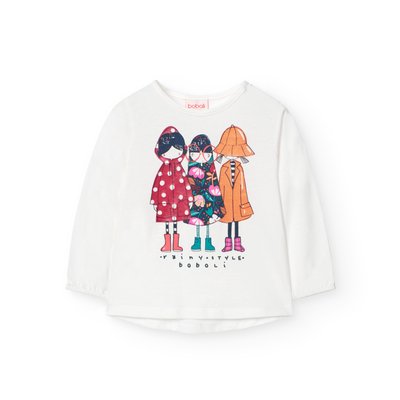 T-shirt en coton avec dessin devant et col rond BOBOLI