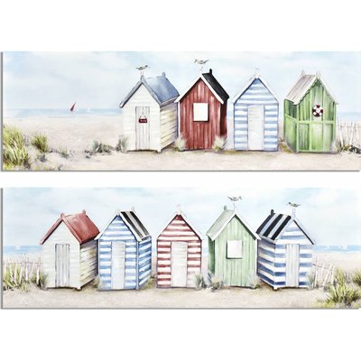 Tableau déco cabanes de plage ambiance marine colorée RECOLLECTION