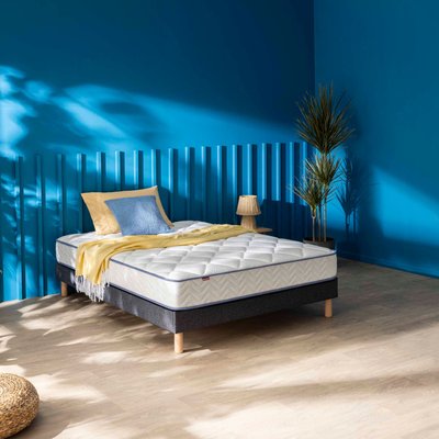 Ensemble matelas ressorts ensachés + mousse mémoire SWEETY, sommier en kit et pieds MERINOS