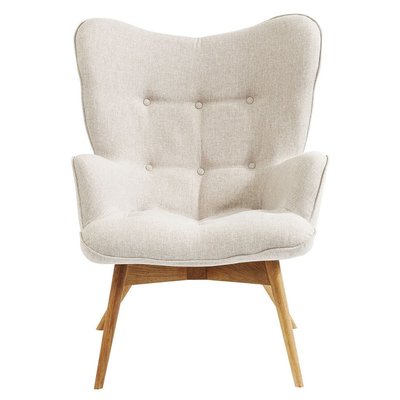 Fauteuil capitonné en polyester et hêtre, VICKY KARE DESIGN