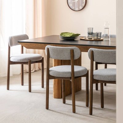 Chaise en bois de hêtre foncé et tissu (lot de 2) ALINE MADE IN MEUBLES 