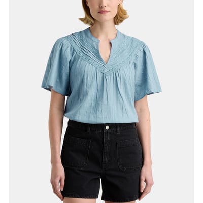 Top cascavel brodé en dobby de coton bio GALERIES LAFAYETTE
