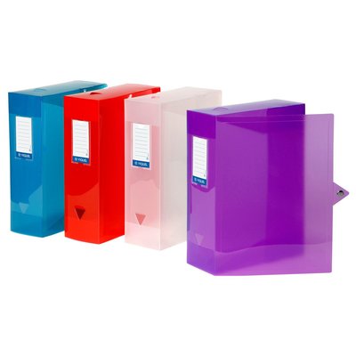 4 boites de classement en plastique pour archivage dos 10cm PROPYGLASS VIQUEL