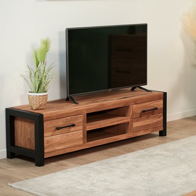 Meuble TV en chêne campagne industrielle FERSCOTT PIER IMPORT
