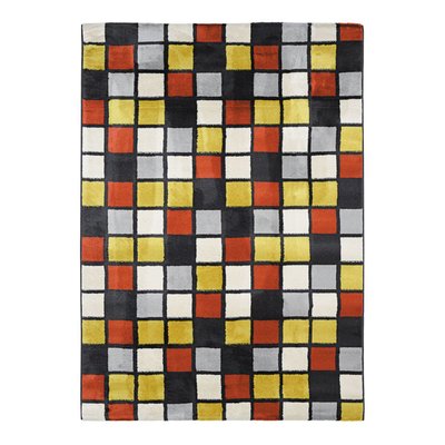 Tapis lumineux effet laineux petits carreaux multi KARO THE DECO FACTORY