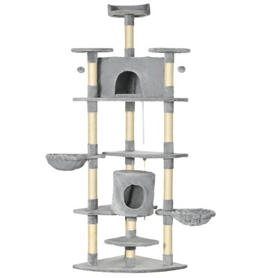 Arbre à chat multi-équipement sisal naturelle peluche grise PAWHUT