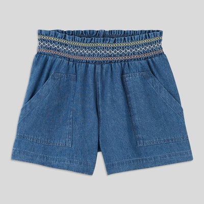 Short fluide taille élastiquée en jean MONOPRIX