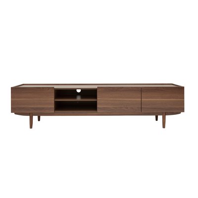Meuble TV bois foncé noyer 3 portes L180 cm SANAA MILIBOO