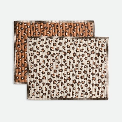 Set of 2 Leopold Leopard Print Cotton Voile Reversible Placemats LA REDOUTE INTERIEURS