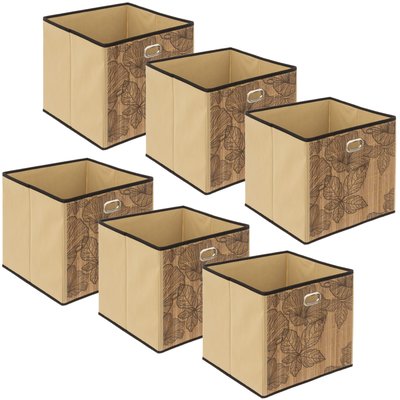 Lot de 6 Boîtes de rangement imprimé tropical en bambou et tissu Blackflora TOILINUX