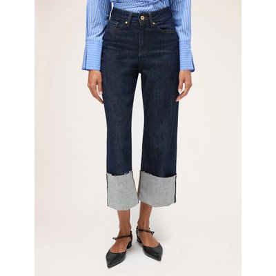 Jean cropped en denim de coton délavage rinse MOTIVI