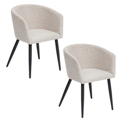 Lot de 2 fauteuils de table Aubin en tissu effet matelassé ATMOSPHERA